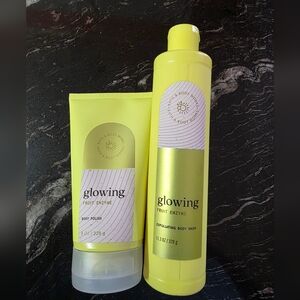 Bath N Body Glowing Fruit Enzyme Exfoliating Body Wash & Body Polish - Yellow